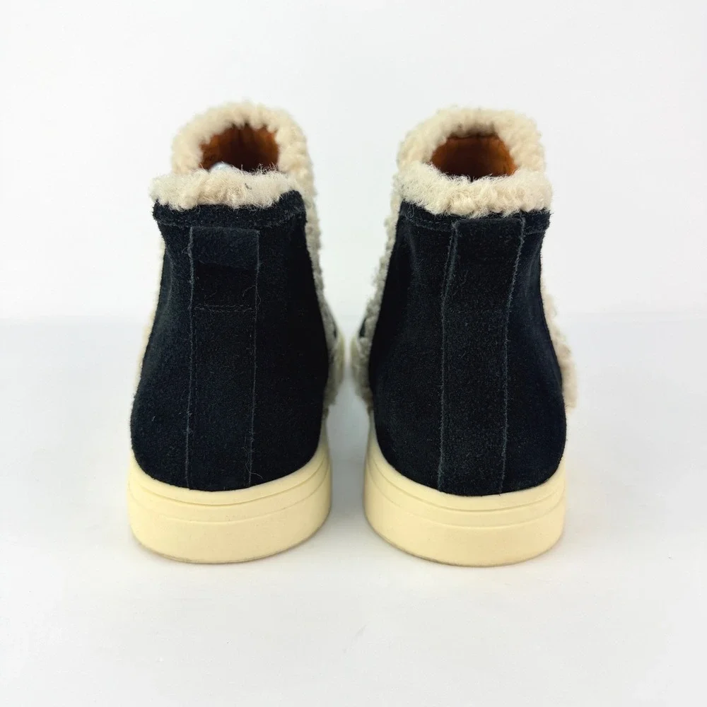 Lucky Brand 10M Laycia Black Suede Shearling Lined Womens Winter Ankle Boots - Picture 4 of 11